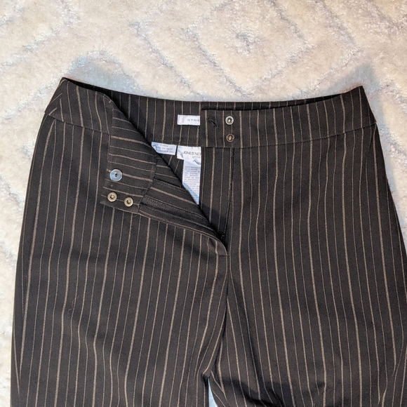Jones New York Sport Charcoal Black Pants w Bronze Stripe High Rise Straight Leg - Picture 4 of 8